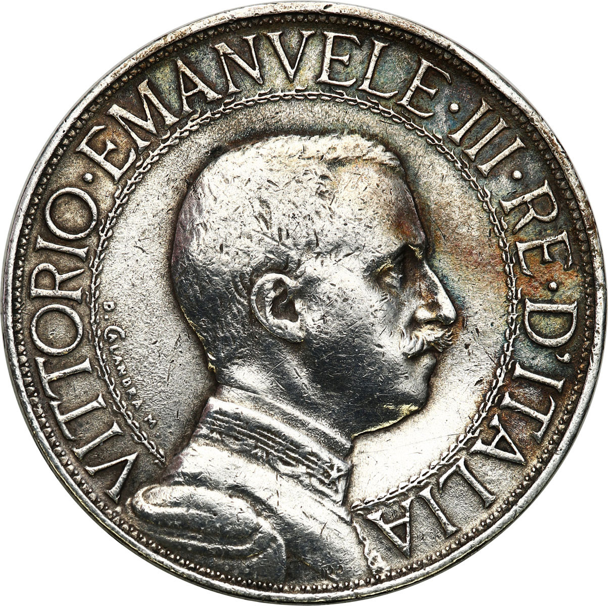 Włochy, Wiktor Emanuel III (1900–1943), 2 liry 1911 R, Rzym - RZADKOŚĆ R2